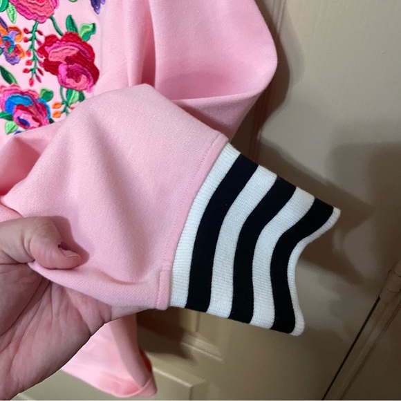 linea by louis dell'olio Embroidered Pink Zip Up Hoodie Sweater - Picture 5 of 8